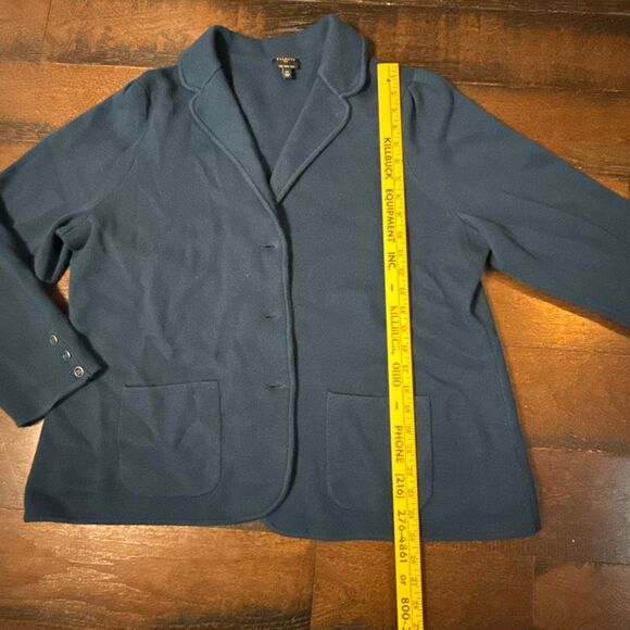 Talbots merino wool knit blazer cardigan size 2XL women’s blue green lagenlook m - Picture 7 of 9